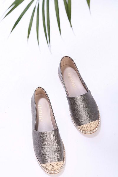Shoeberry Damskie espadryle w kolorze platynowej skóry
