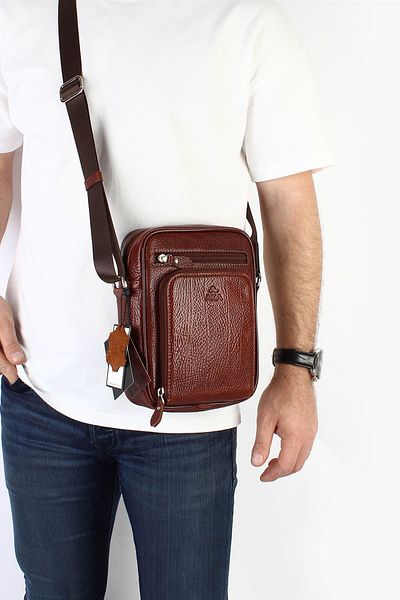 Aka Deri Aka 328 Genuine Leather Men's Messenger Bag Brown
