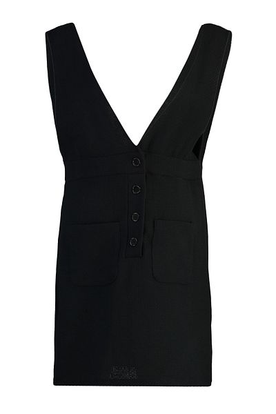 Trendyol Curve فستان أسود تويد كبير الحجم برقبة على شكل حرف V - TBBAW23AH00193