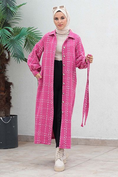 Modamihram Buttoned Cashmere Coat Pink 19600