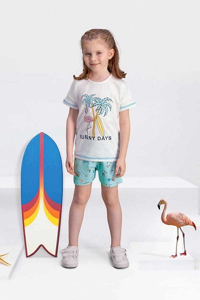 Arnetta Set pantaloni scurți pentru fete Sunny Days crem