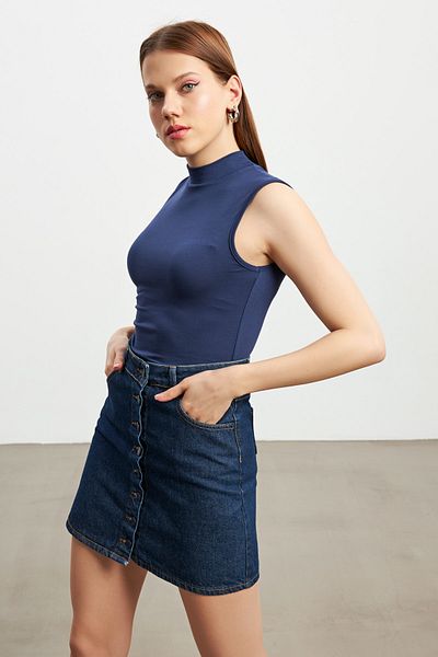 Bipantolon Bluză de damă bleumarin fără mâneci