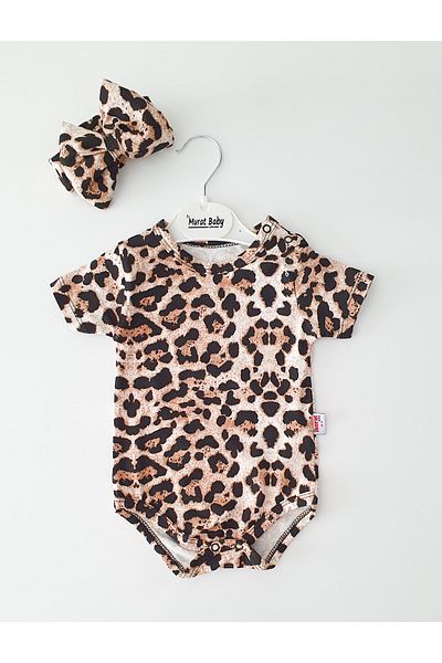 Murat Baby Leather Leopard Patterned Baby Dress Set