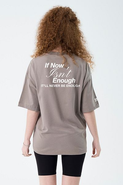 Eazy Co Isn't Enough Gray Unisex Extra Oversize Embossed Printed Short Sleeve T-shirt
