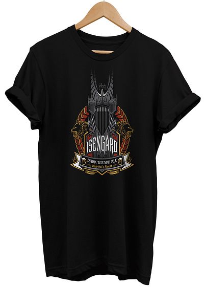 remonz Tricou supradimensionat de dimensiuni mari, 100% bumbac, cu imprimeu Isengard, seria Lord of the Rings