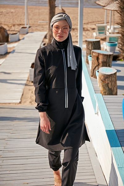 Marina ملابس سباحة Paraşüt أساسية باللون الأسود للحجاب M2314