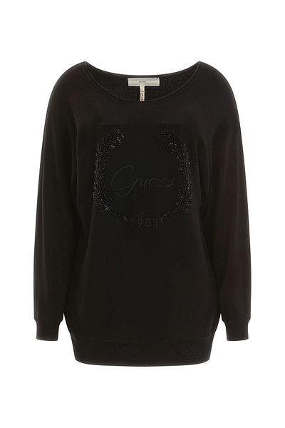Guess Μαύρο γυναικείο πουλόβερ με λαιμόκοψη - W3YR22Z2NQ2JBLK