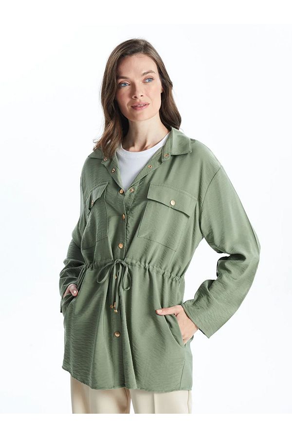 LC Waikiki-Lcw Grace Khaki Women's Shirt Jacket 1