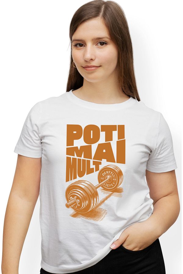 StoryGift Romania-Women's T-shirt Weightlifting motivational you can do more with print on the front, 10 WHT_XL 1