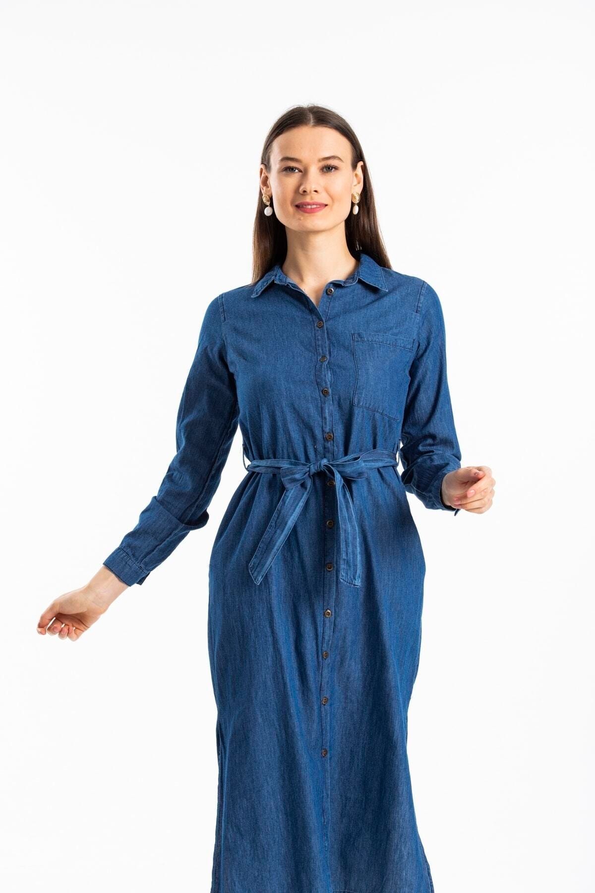 Pitti-فستان أزرق كحلي نسائي 51096 3