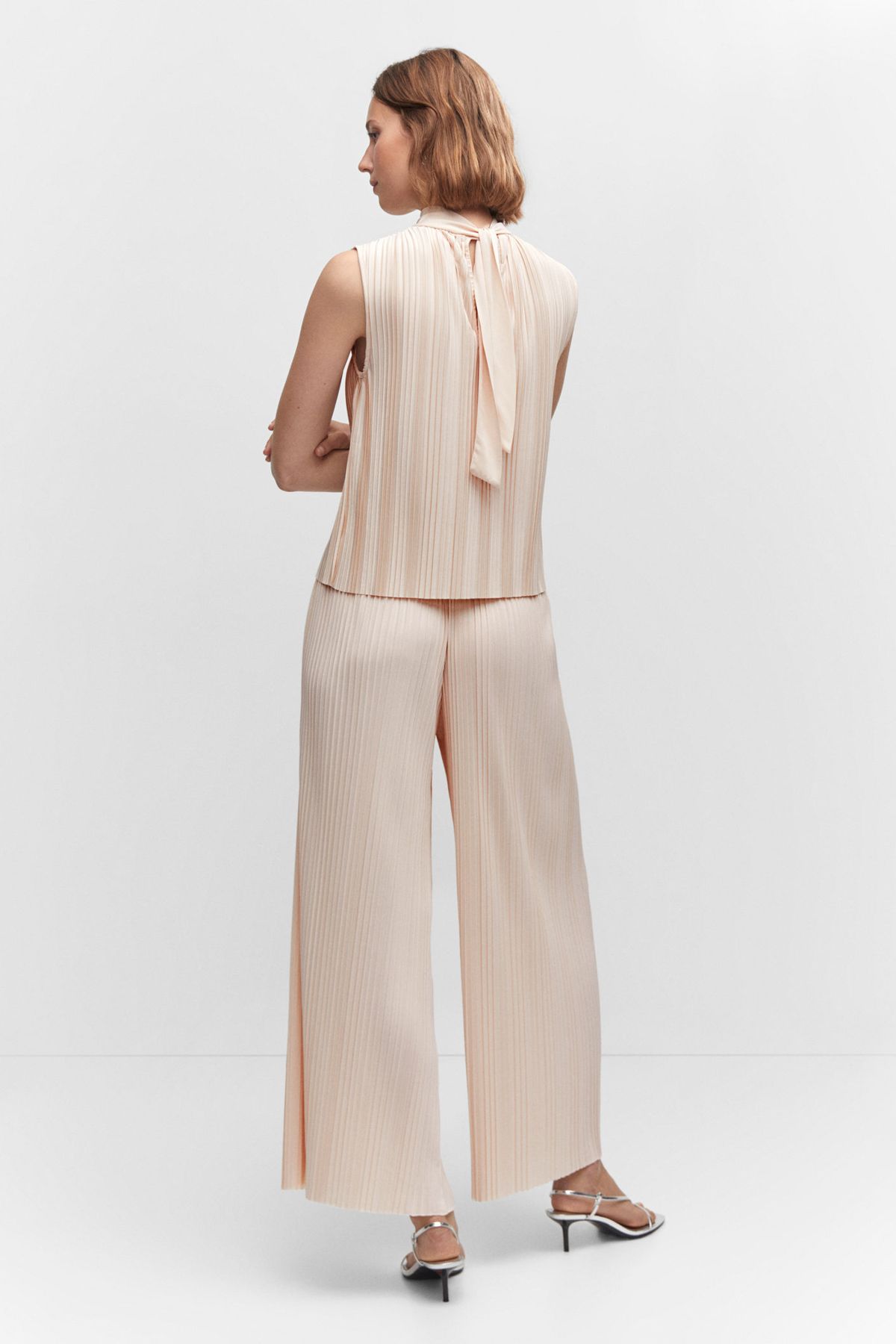 MANGO Woman-Plisované kalhoty Wideleg 9