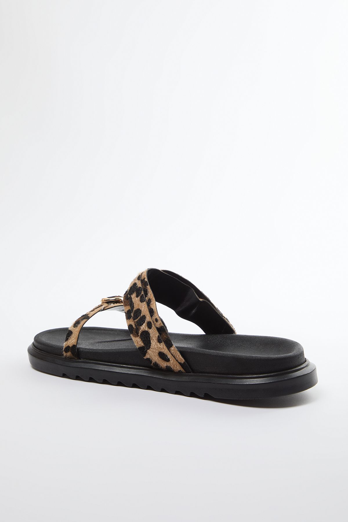 TRENDYOL SHOES-Pantofle damskie z podwójną klamrą w kolorze brązowym i grubą podeszwą Takaw25Te00009 4