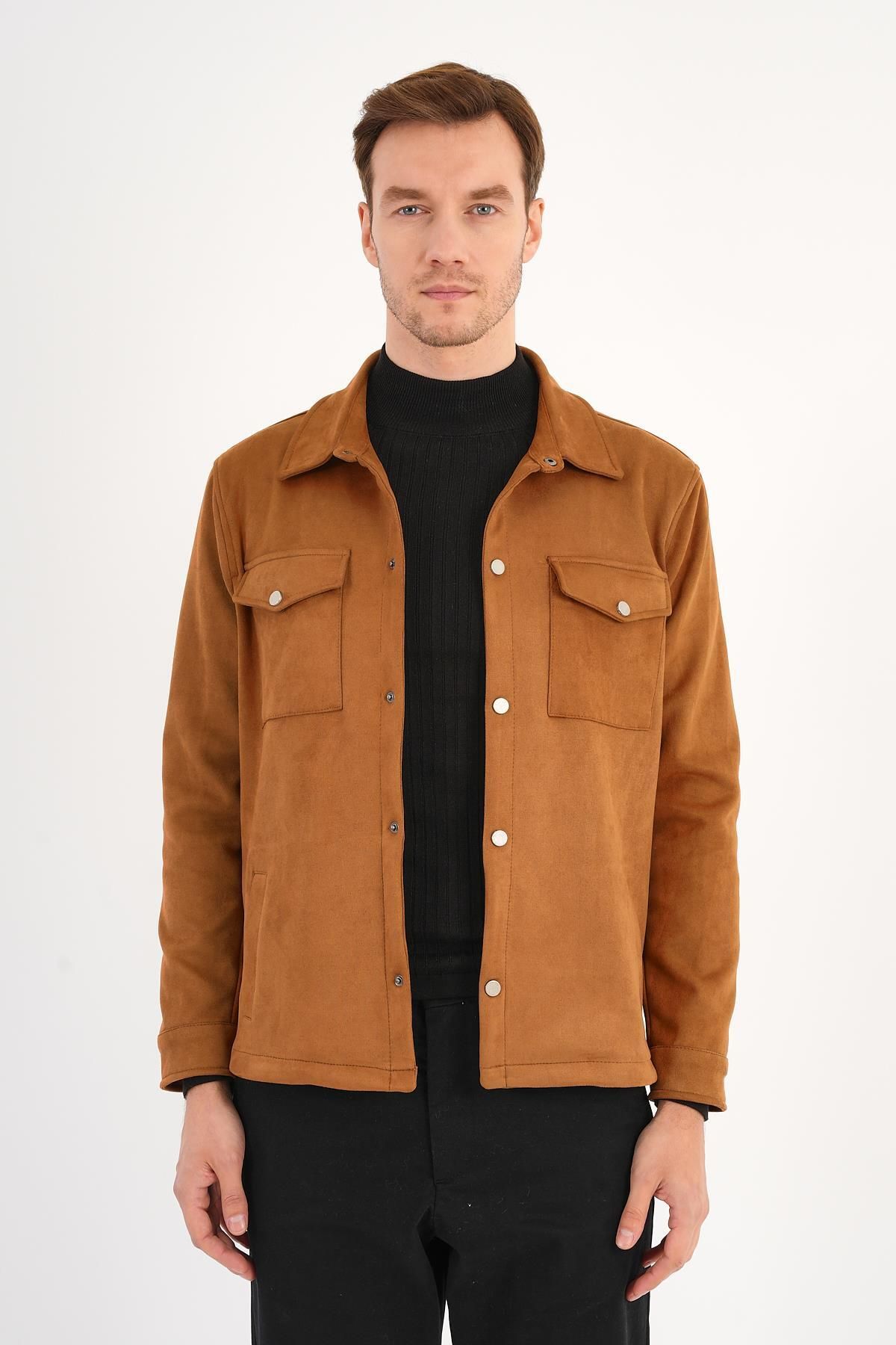 Deri Company-Ringe Men's Suede Look Tan Shirt Coat 2