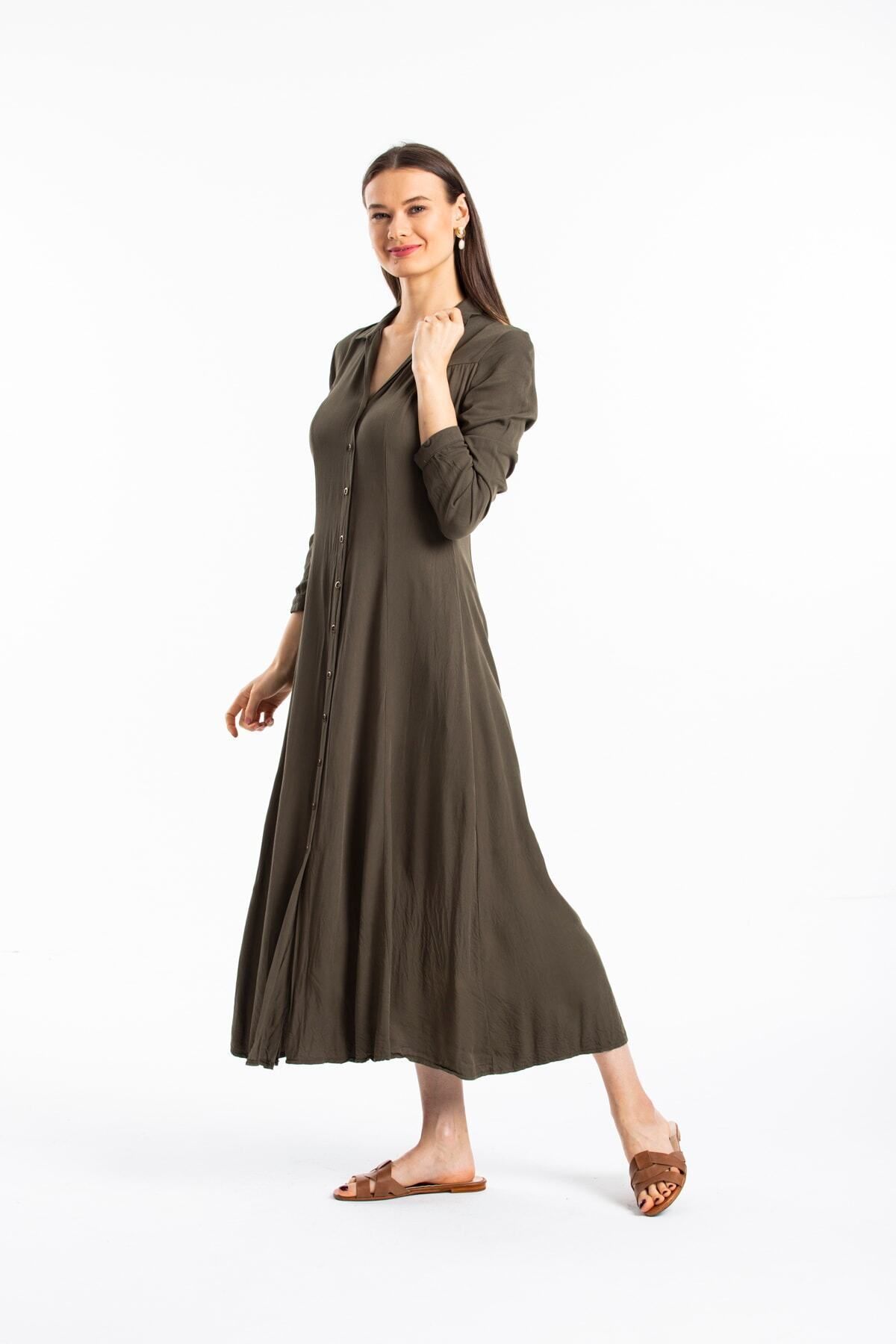 Pitti-فستان نسائي كاكي جديد - 50994 3
