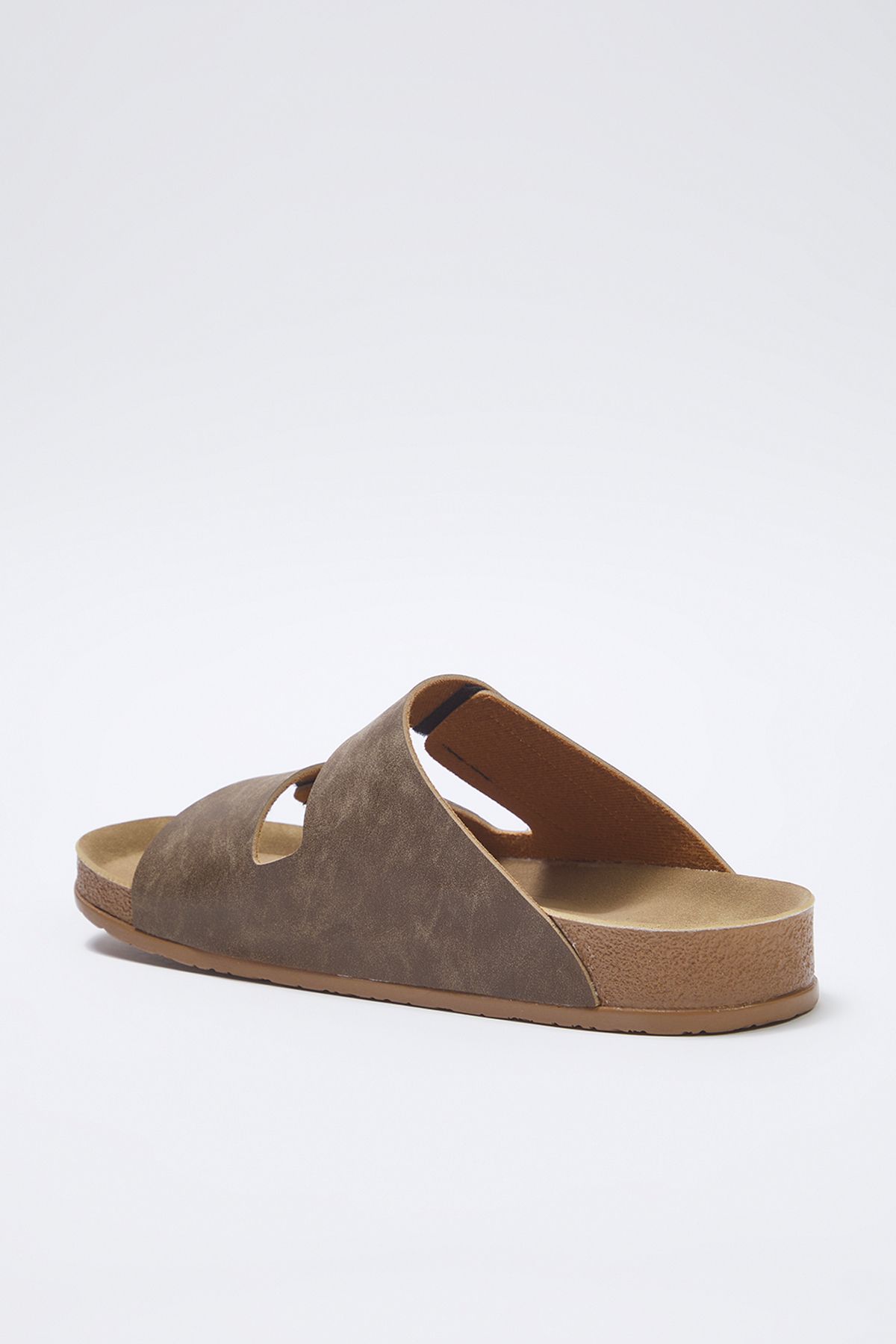 TRENDYOL SHOES-Męskie kapcie z nubuku z norek i rzepem na płaskiej podeszwie TAKSS25TE00034 6