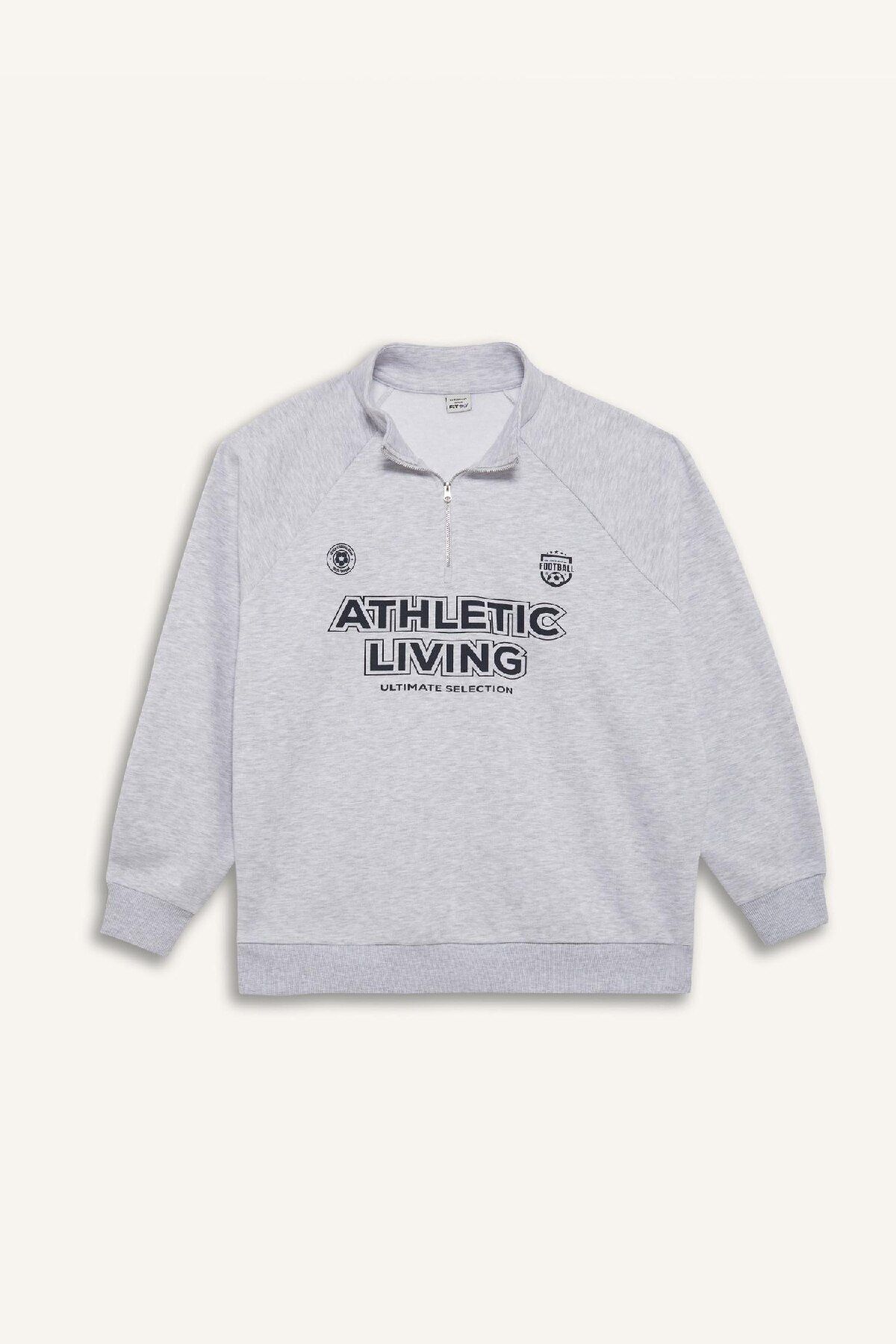 DeFacto-Fit Oversize Wide Fit Stand Collar Printed Sports Sweatshirt D7754Ax25Sp 7