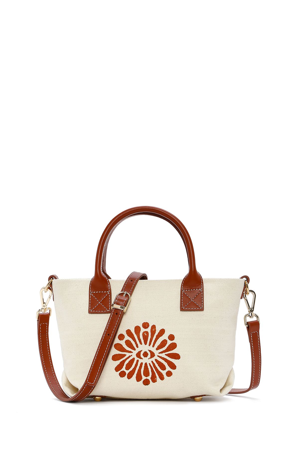 Derimod-Kastamonu Stone Print Women's Tan Long Strap Patterned Mini Shoulder Bag 25Sbd22516F 2
