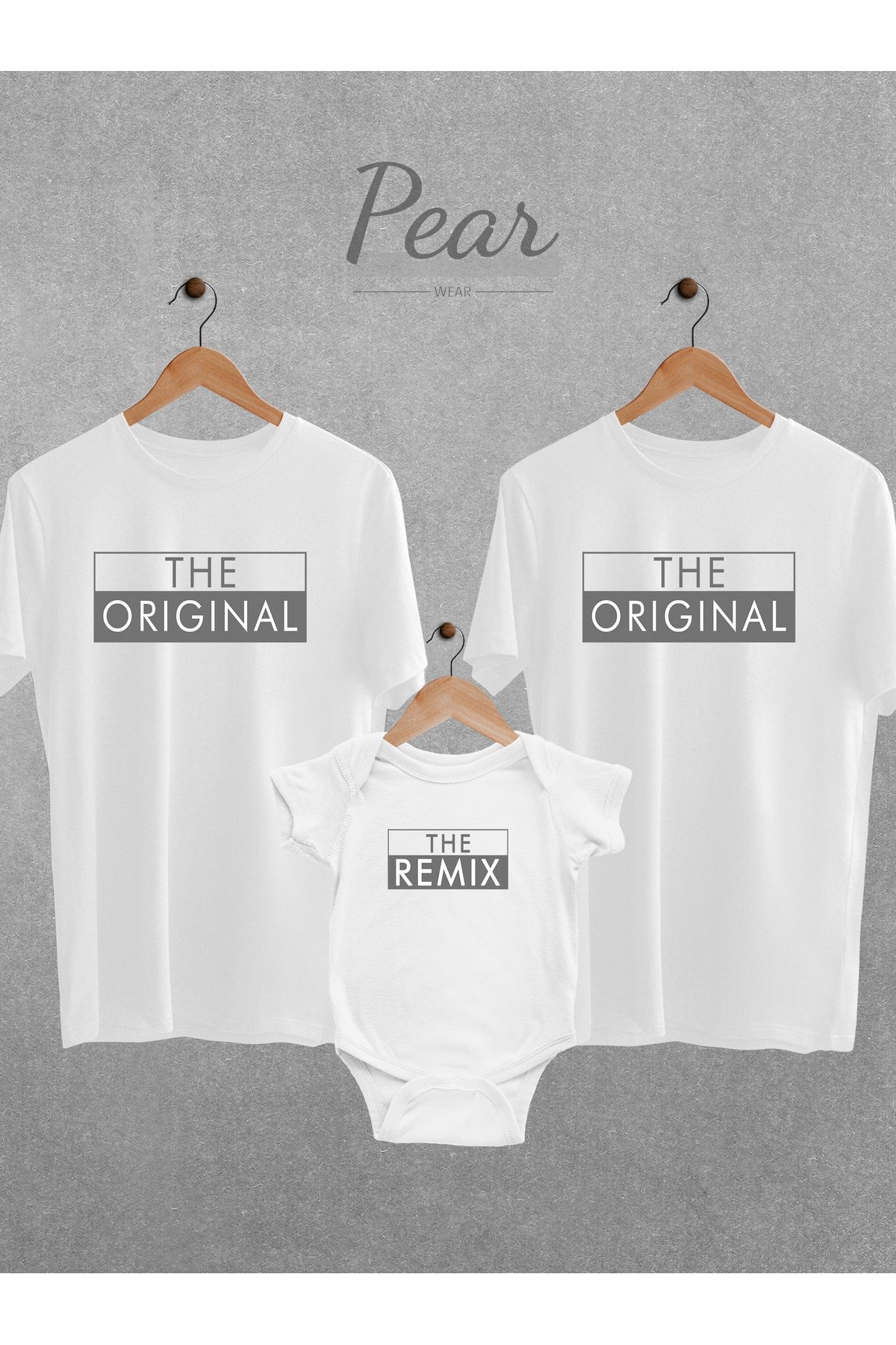 Pear Wear-Original Remix Printed 3 Piece Set Mother Father Baby Bodysuit Oversize T-Shirt Bodysuit 1