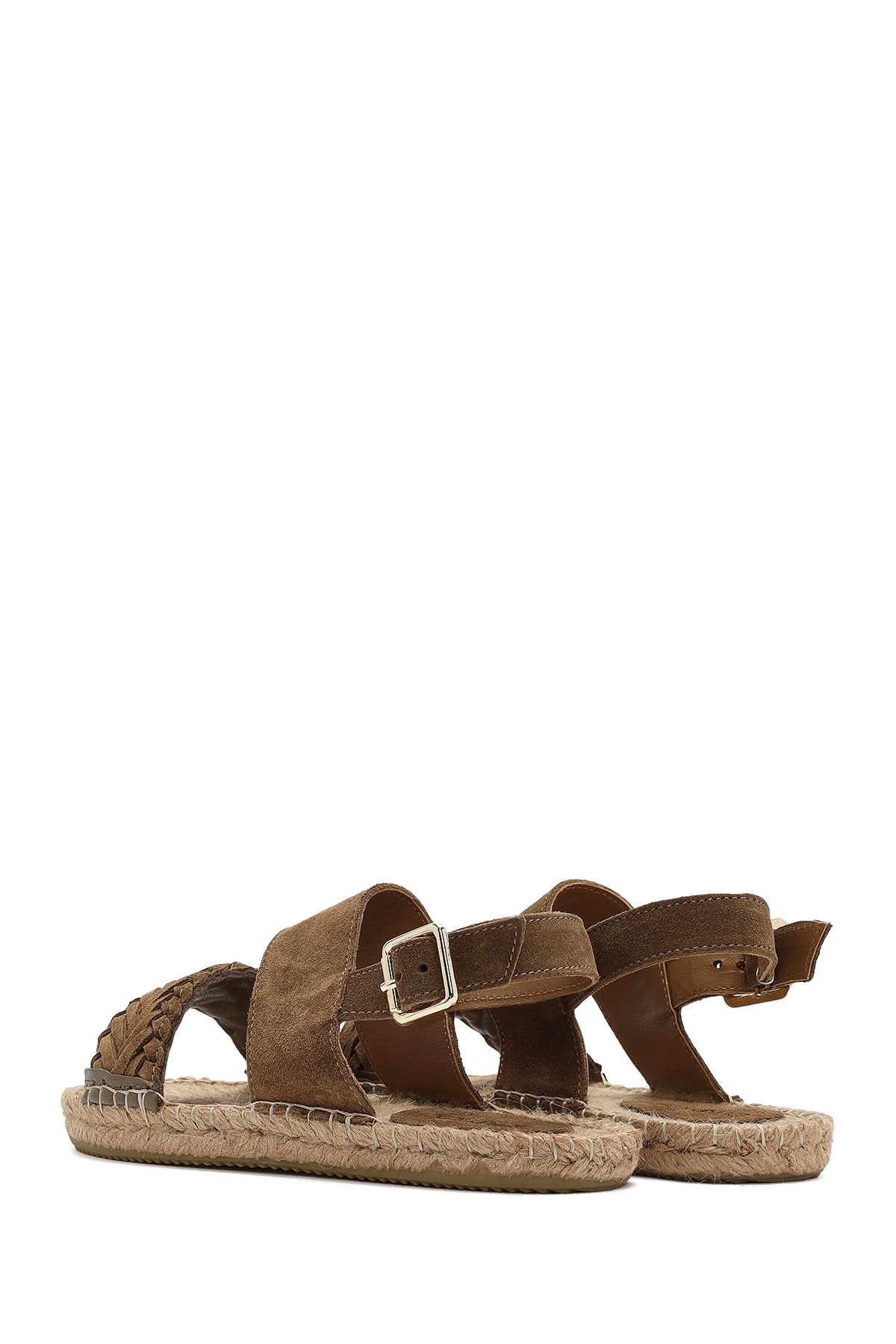 Derimod-Women's Mink Knit Detailed Suede Leather Espadrille 25Sfd 206310 6