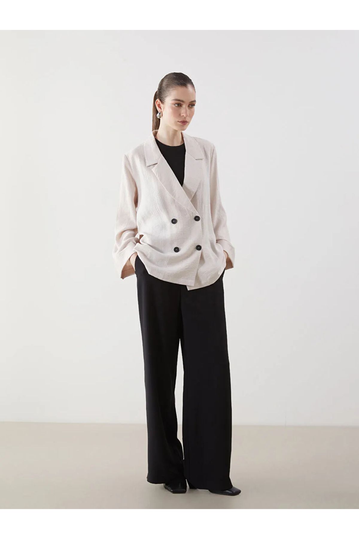LC Waikiki-Classic Loose Fit Women's Blazer Jacket t 2