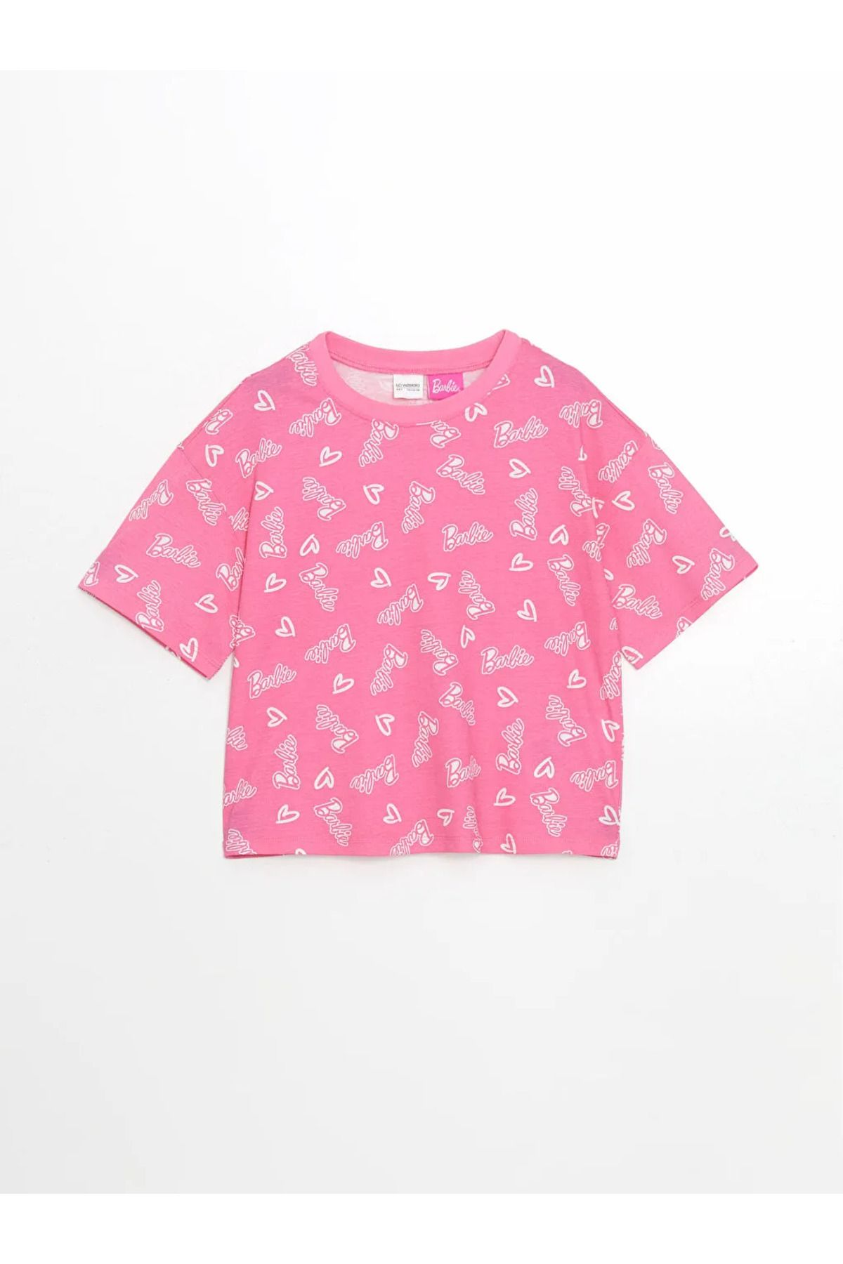 LC Waikiki-Lcw Kids Pink Crew Neck Barbi Printed Girls Pajama Set 2