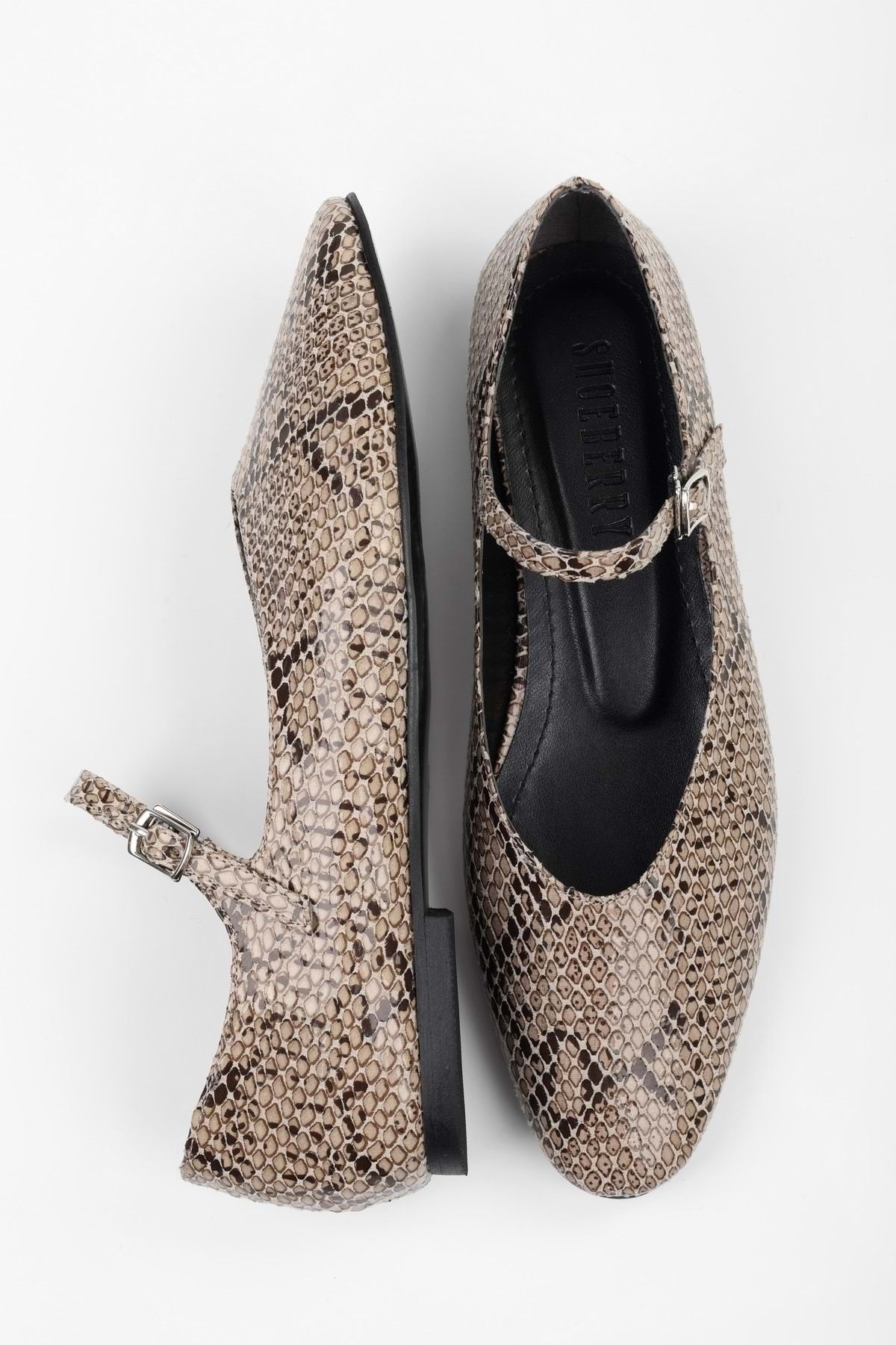 Shoeberry-Damskie baleriny Jerry Mink Snake Pattern Skin 3