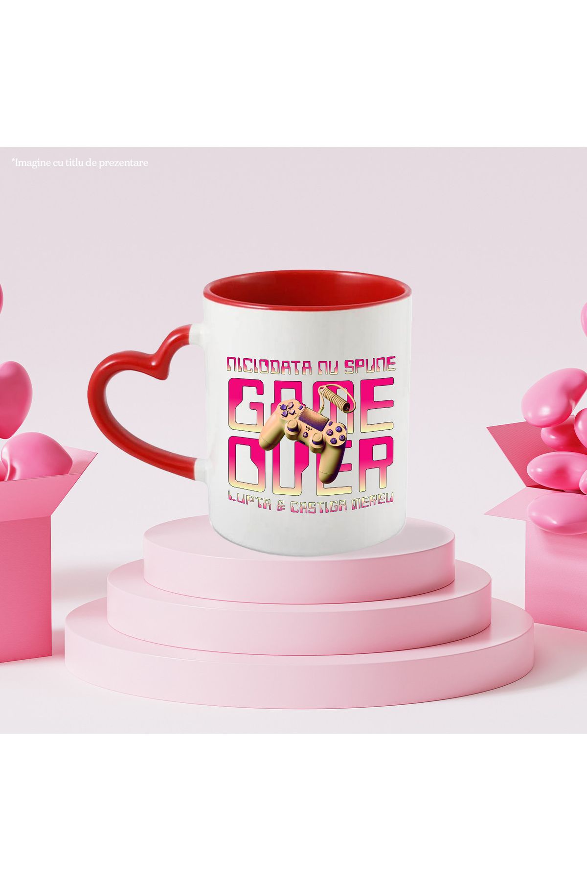 StoryGift Romania-Video Game Controller Mug Never Say Over, 330ml, Ceramic with Handle, With ,STG 3